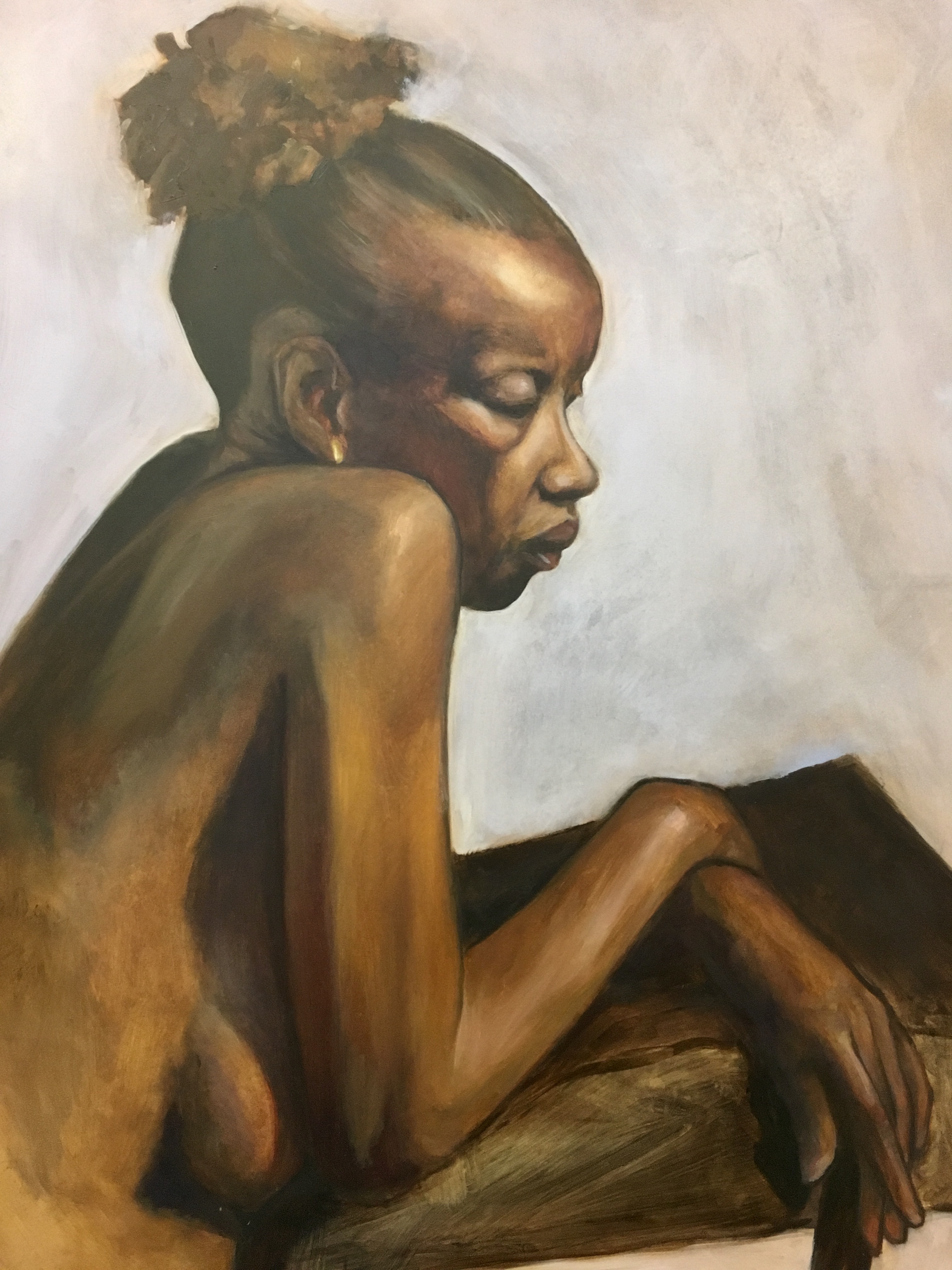 Custom artwork by Ashley Wiard - Figure Study (Oil on gessobord)