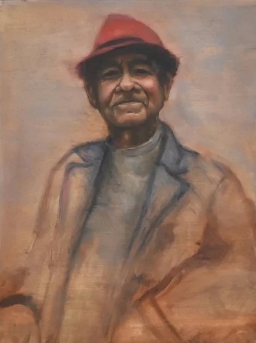Custom artwork by Ashley Wiard - 'Mayor' of New York, Detail (Oil on gessobord)