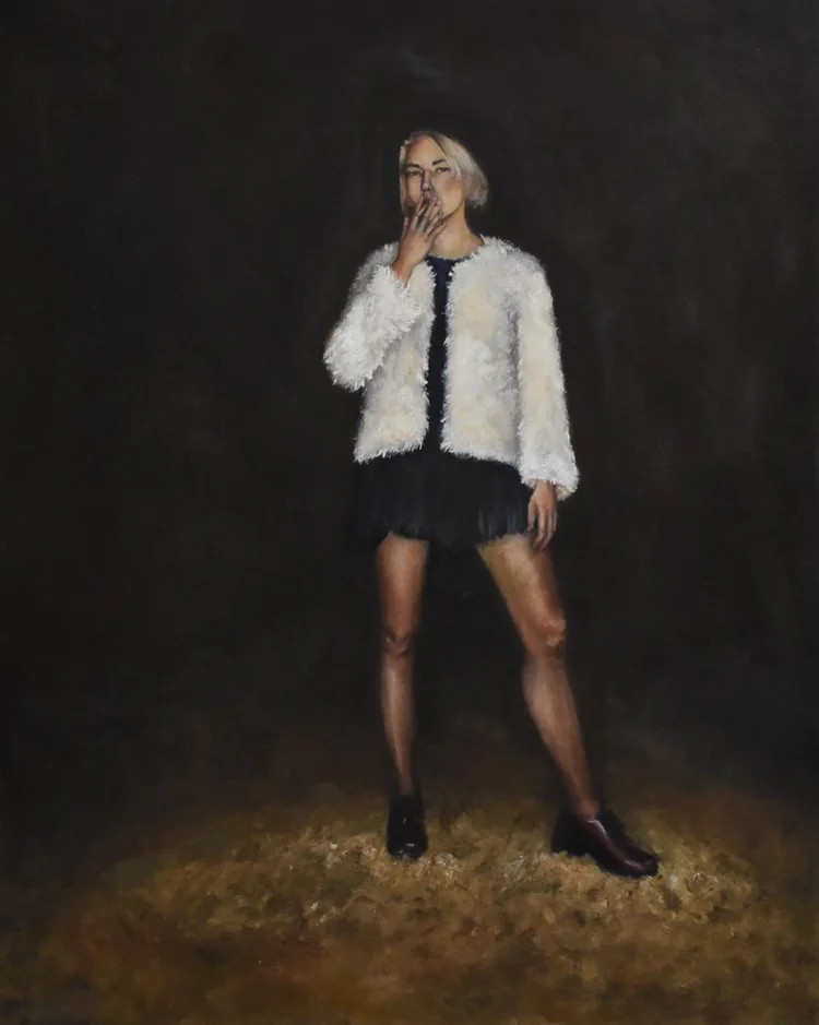Custom artwork by Ashley Wiard - Peyton (Oil on Gessobord)